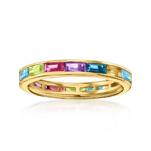 Ross-Simons 1.70 ct. t.w. Multi-Gemstone Baguette Eternity Band in 18kt Gold Over Sterling - 1 of 4