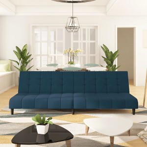 vidaXL 2-Seater Sofa Bed Blue Velvet - 1 of 4