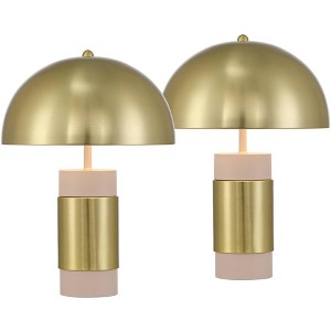 360 Lighting Delia 16" High Antique Brass Mushroom Accent Table Lamp Set of 2 - 1 of 4