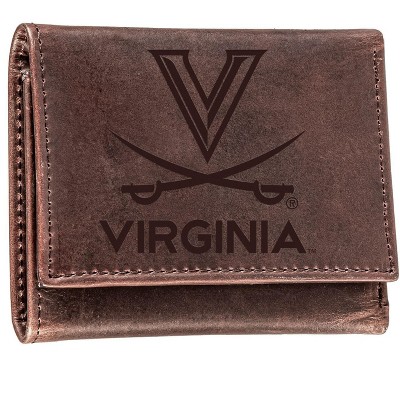 Evergreen NCAA Virginia Cavaliers Brown Leather Trifold Wallet Officially Licensed with Gift Box