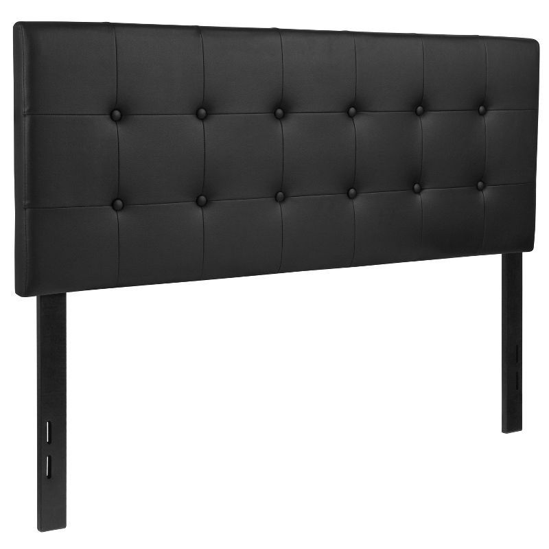 Emma and Oliver Button Tufted Upholstered Full Size Headboard in Black Vinyl, 4 of 11