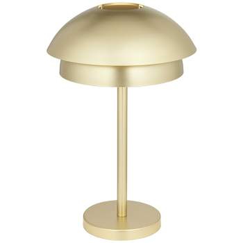360 Lighting Modern Mid Century Accent Table Lamp 22" High Gold Metal Mushroom Double Dome Shade for Bedroom Living Room House Home Bedside Office