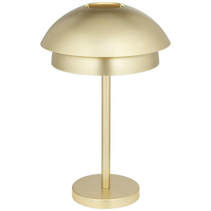 360 Lighting Modern Mid Century Accent Table Lamp 22" High Gold Metal Mushroom Double Dome Shade for Bedroom Living Room House Home Bedside Office, 1 of 10