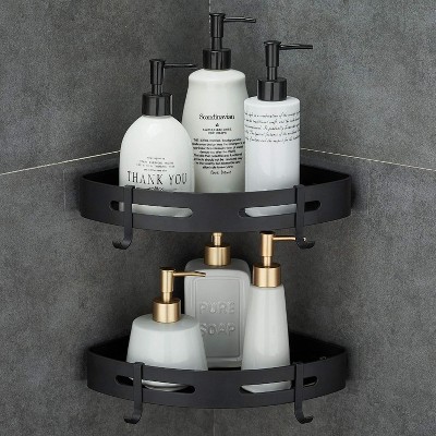 Attop Adhesive Corner Shelf Bathroom Shower Rack Storage Rack for Kitchen Bathroom No Drilling Required 2 Tier Bathroom Corner Rack Shower Rack
