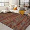 Washable Area Rug Soft Rugs for Living Room Modern Striped Non Slip Rug Geometric Checkered Foldable Print Mat - 3 of 4