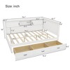 Twin/Full Size L-Shaped Daybed Captain Bed with Drawers, Bookcase, Led Downlight,  AC Outlets and USB Ports, White-ModernLuxe - 3 of 4
