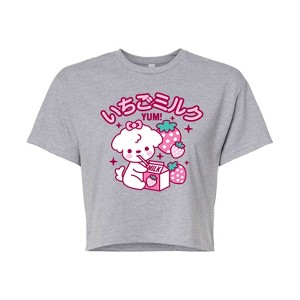 Women's - Instant Message - Strawberry Milk Cropped Graphic T-Shirt - 1 of 4