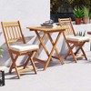 Tangkula 3-Piece Folding Bistro Set w/ Removable Seat Cushions Outdoor Table & Chairs - 3 of 4
