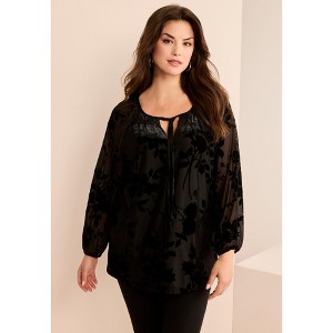 Roaman's Velvet Burnout Keyhole Tee - 1 of 2