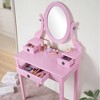 YONWAY Makeup Vanity Table and Stool Set with Adjustable Mirror and Three Storage Drawers for Bedroom,Ideal for Jewelry and Cosmetics Storage - 2 of 4