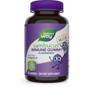 Nature's Way Sambucus Immune Gummies for Kids with Elderberry Vitamin C and Zinc - 60ct - 1 of 4