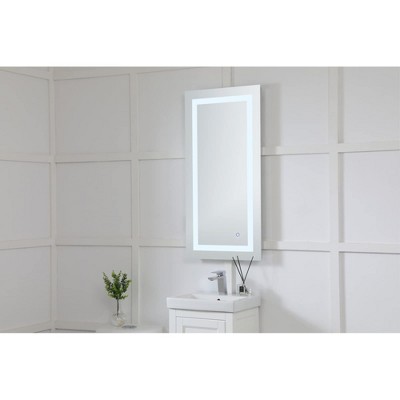 Elegant Silver LED Rectangular Mirror with Glossy White Finish