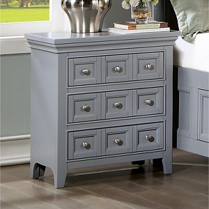 Vynxaria 1pc Transitional Nightstand - Gray Solid Wood, 3 Drawers (Felt/Cedar-Lined), Full-Extension Glides, Round Knobs, Bedroom Bedside Furniture - 1 of 4
