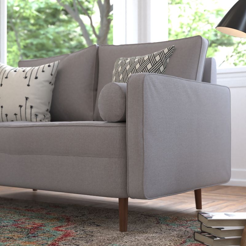 Flash Furniture Hudson Mid-Century Modern Loveseat Sofa with Tufted Upholstery & Solid Wood Legs, 6 of 13