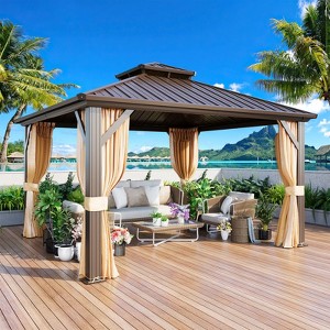 EROMMY Aluminum Patio Gazebo, Hardtop Gazebo With Galvanized Steel Roof And Aluminum Frame - 1 of 4