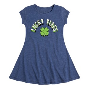 Girls' - Instant Message - St. Patrick's Day Lucky Vibes Fit & Flair Cap Sleeve Dress - 1 of 3