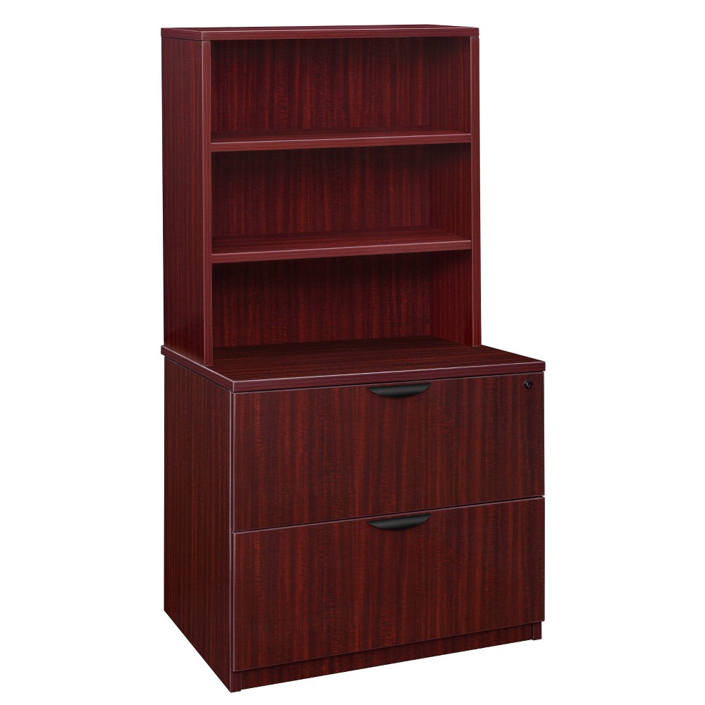 Legacy File with Open Hutch Mahogany - Regency: Secure Locking Storage, Adjustable Shelf