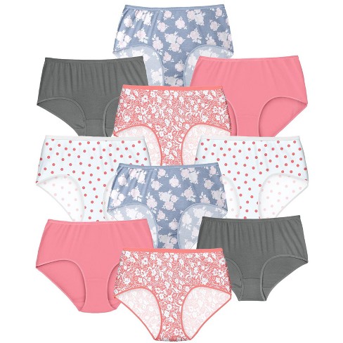 Comfort Choice Women's Plus Size Cotton Brief 10-pack, 11 - Rose Pack :  Target