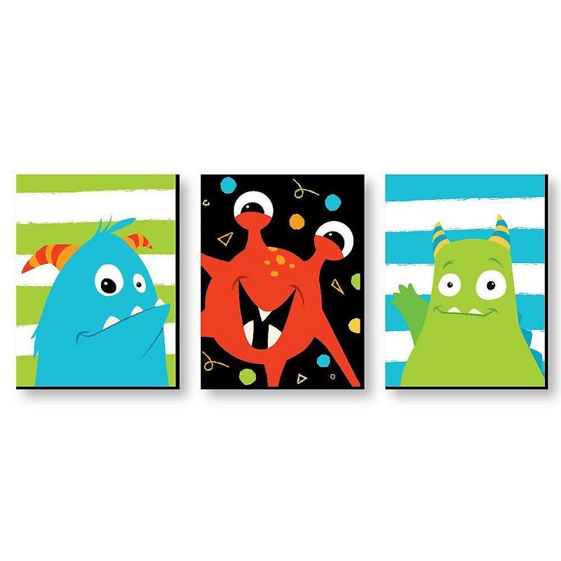 Big Dot of Happiness Monster Bash - Nursery Wall Art and Kids Room Decorations - Gift Ideas - 7.5 x 10 inches - Set of 3 Prints, 1 of 8