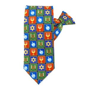 Jacob Alexander Men's Happy Hanukkah Squares Clip-On Necktie - 20 inch - 1 of 3