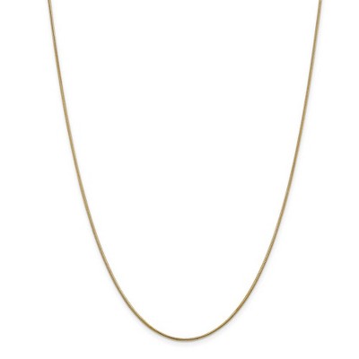 Black Bow Jewelry 1mm 14k Yellow Gold Solid Round Snake Chain Necklace
