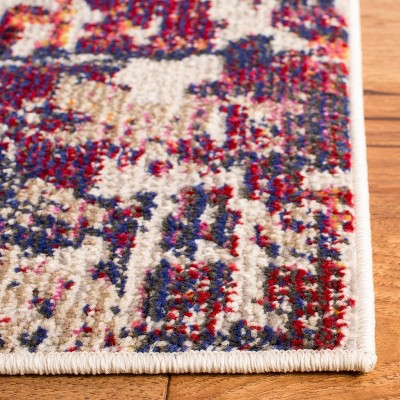 59" Red Synthetic Non-slip Rectangular Area Rug