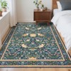 Modern Washable Area Rug, Soft Floral Floor Cover with Non Slip Backing, Low Pile Stain Resistant Foldable Carpet for Living Room - 2 of 4