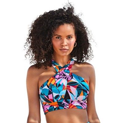 Swimsuits for All Women's Longline High Neck Bikini Top (Plus Sizes Available)
