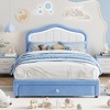 ODK Upholstered Twin Bed Frame with Storage Drawer, Cute Velvet Bed Frame with Headboard for Kids, No Box Spring Needed, Wooden Slats, Noise Free - 3 of 4