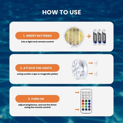 Versatile RGB LED Submersible Waterproof Puck Lights with Remote Control (4-Pack)