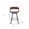 HomeRoots 27" Gray and Black Faux Leather with Metal Swivel Counter Height Bar Chair - 3 of 4