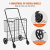 SKRAN Folding Shopping Cart, Jumbo Grocery Utility Cart with Double Baskets, Grocery Cart with Wheels for Shopping Groceries Laundry Storage Organizer - 4 of 4