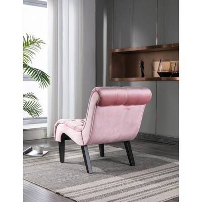 NicBex Velvet Accent Chair with Wooden Legs,Modern Armless Chair,Leisure Chair for Bedroom,Reading Room