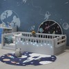 APRILSOUL78.50" Twin Montessori Floor Bed Frame with High Rails, Wood Kids Floor Beds with Light and Storage Shelf - 2 of 4