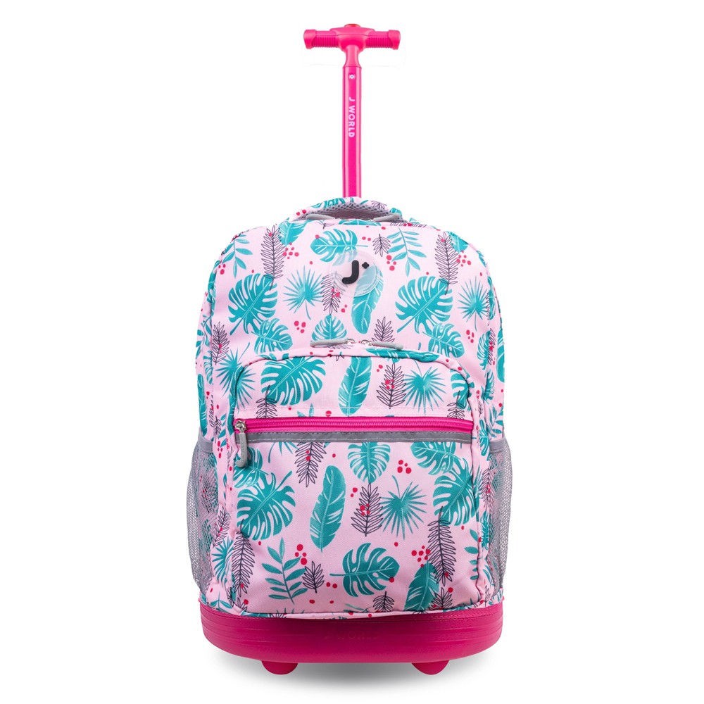 J World Sunrise 18" Rolling Backpack - Palm Leaves