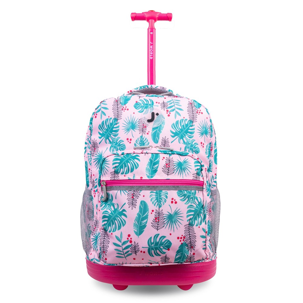 Photos - Backpack J World Sunrise 18" Rolling  - Palm Leaves: Girls & Kids, Wheeled,