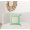 HomeRoots 20" X 20" Pastel Green And Cream 100% Cotton Zippered Pillow - 2 of 4