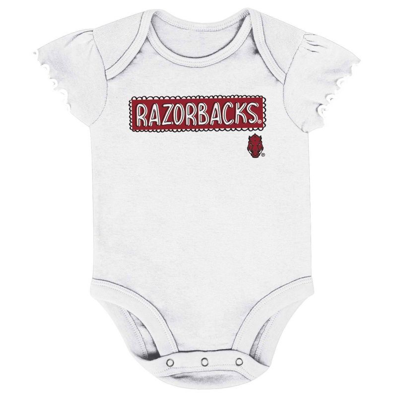 NCAA Arkansas Razorbacks Infant Girls&#39; 3pk Bodysuit Set, 4 of 5