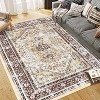 Living Room Area Rug 9x12 Machine Washable Vintage Boho Soft Area Rug Low Pile Non Slip Large Rug for Living Room,Bedroom,Dining Room,Yellow Brown - 4 of 4