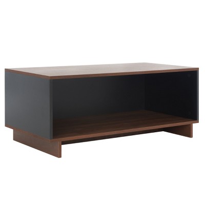 Walnut and Black Rectangular Industrial TV Stand