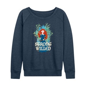Women's - Disney - Merida Strong Willed Lightweight French Terry Wide Neck Long Sleeve Shirt - 1 of 4