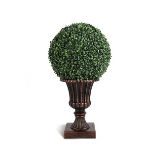 16" Artificial Plant Topiary Ball Tree with 40 Lights, USB, Remote Control, 8 Lighting Modes - 1 of 4