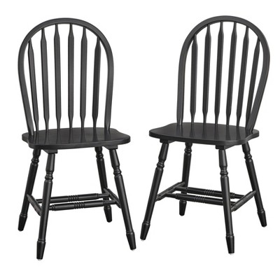 Buylateral Set of 2 Carolina Farmhouse Solid Wood Flat Spindle Windsor Dining Chairs