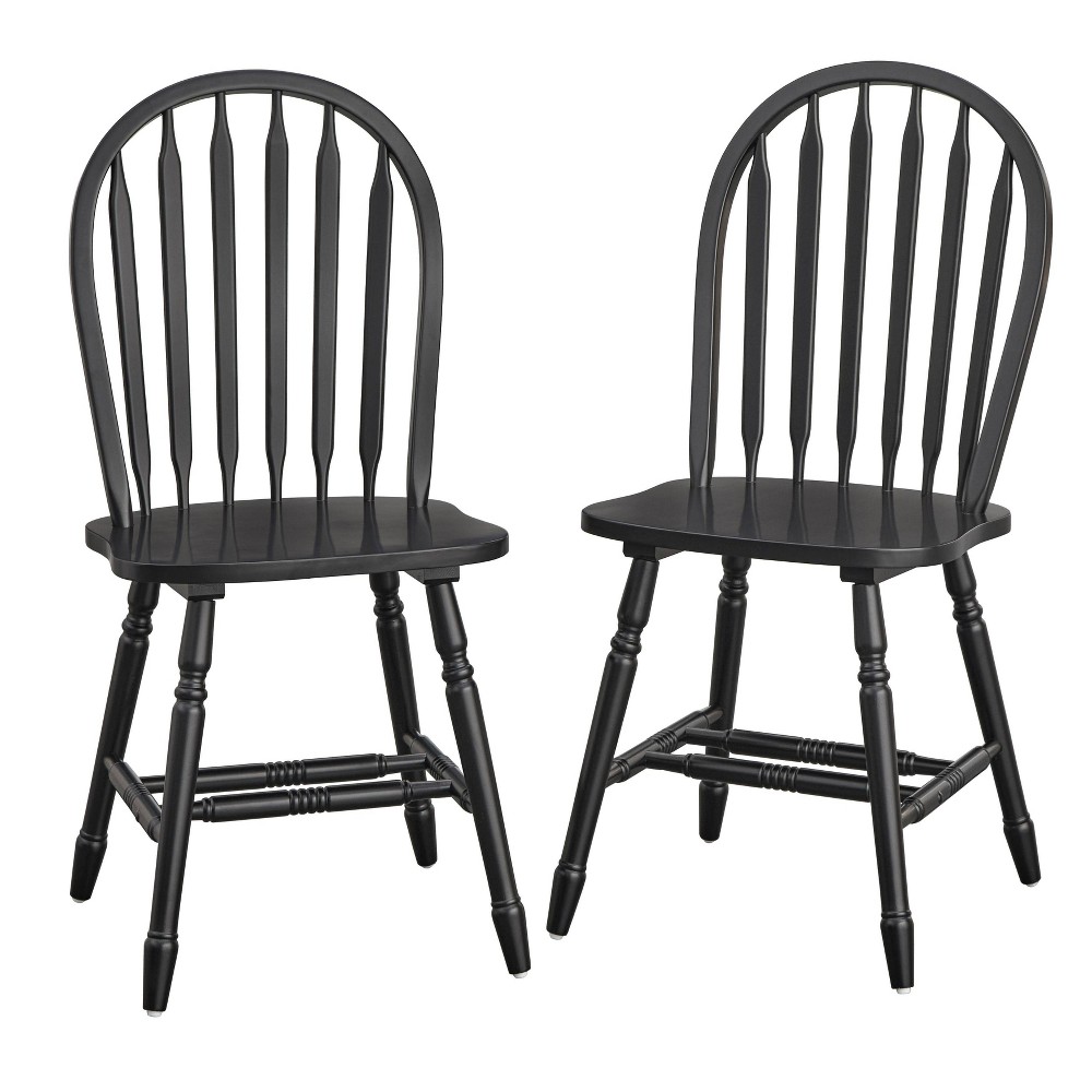 Photos - Dining Table Buylateral Set of 2 Carolina Windsor Dining Chairs Black: Solid Rubberwood