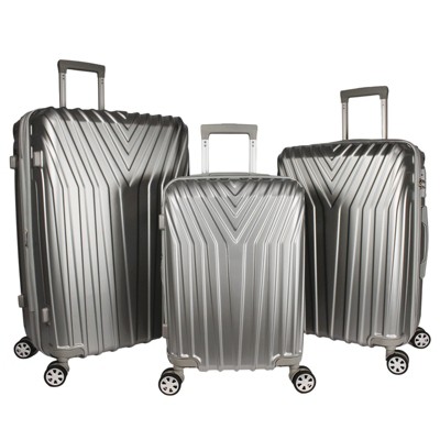 Skyline Hardside Checked 4pc Luggage Set - Brushed Nickel