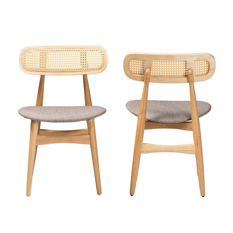Baxton Studio 2pc Tarana Fabric and Wood Dining Chairs Gray/Natural Oak/Light Brown, 3 of 9