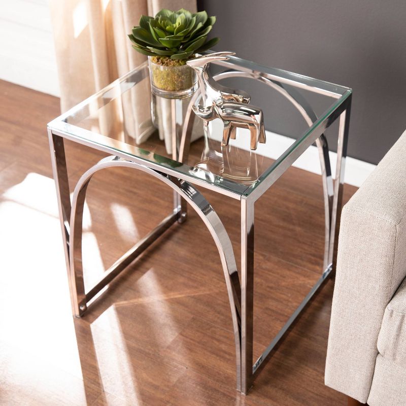 Kalb Square Glass Top End Table Chrome - Aiden Lane, 3 of 10