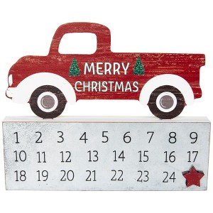 Northlight Merry Christmas Truck Wooden Advent Calendar - 9" - 1 of 4