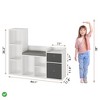 Kids Reading Nook Bookcase with Soft Cushion Seat - White Wash Bench & Mesh Drawer Display Storage - 2 of 4