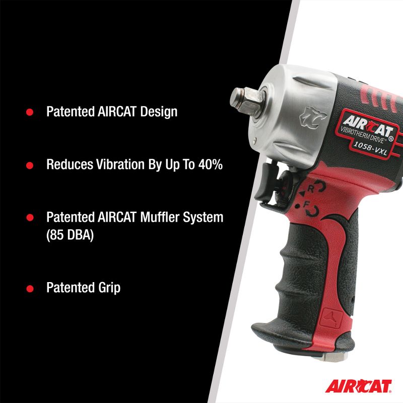 AIRCAT 1058-VXL 1/2-Inch Vibrotherm Drive Composite Compact Impact Wrench 750 ft-lbs, 5 of 9